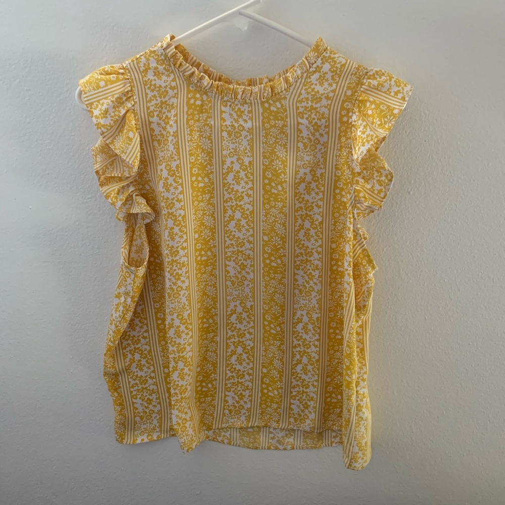Yellow and White Blouse